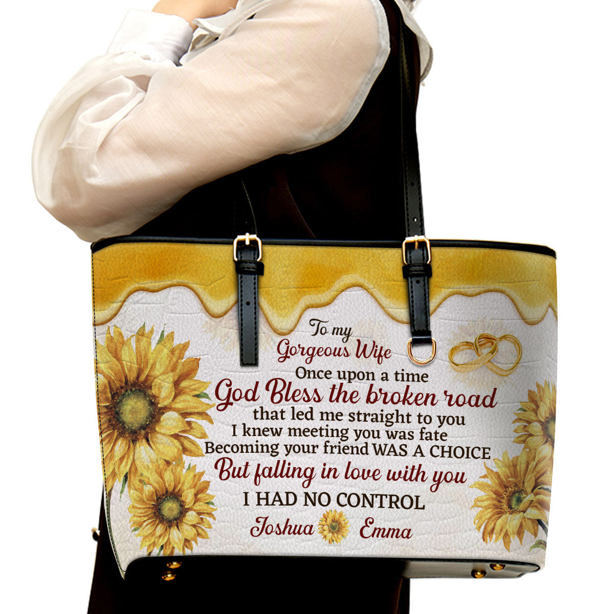 To My Gorgeous Wife Sweet Personalized Large Pu Leather Tote Bag For Women - Mom Gifts For Mothers Day