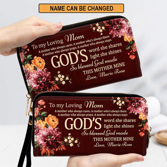 To My Loving Mom Clutch Purse For Women - Personalized Name - Christian Gifts For Women