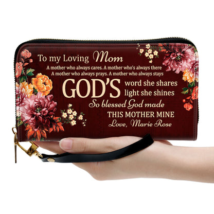 To My Loving Mom Clutch Purse For Women - Personalized Name - Christian Gifts For Women