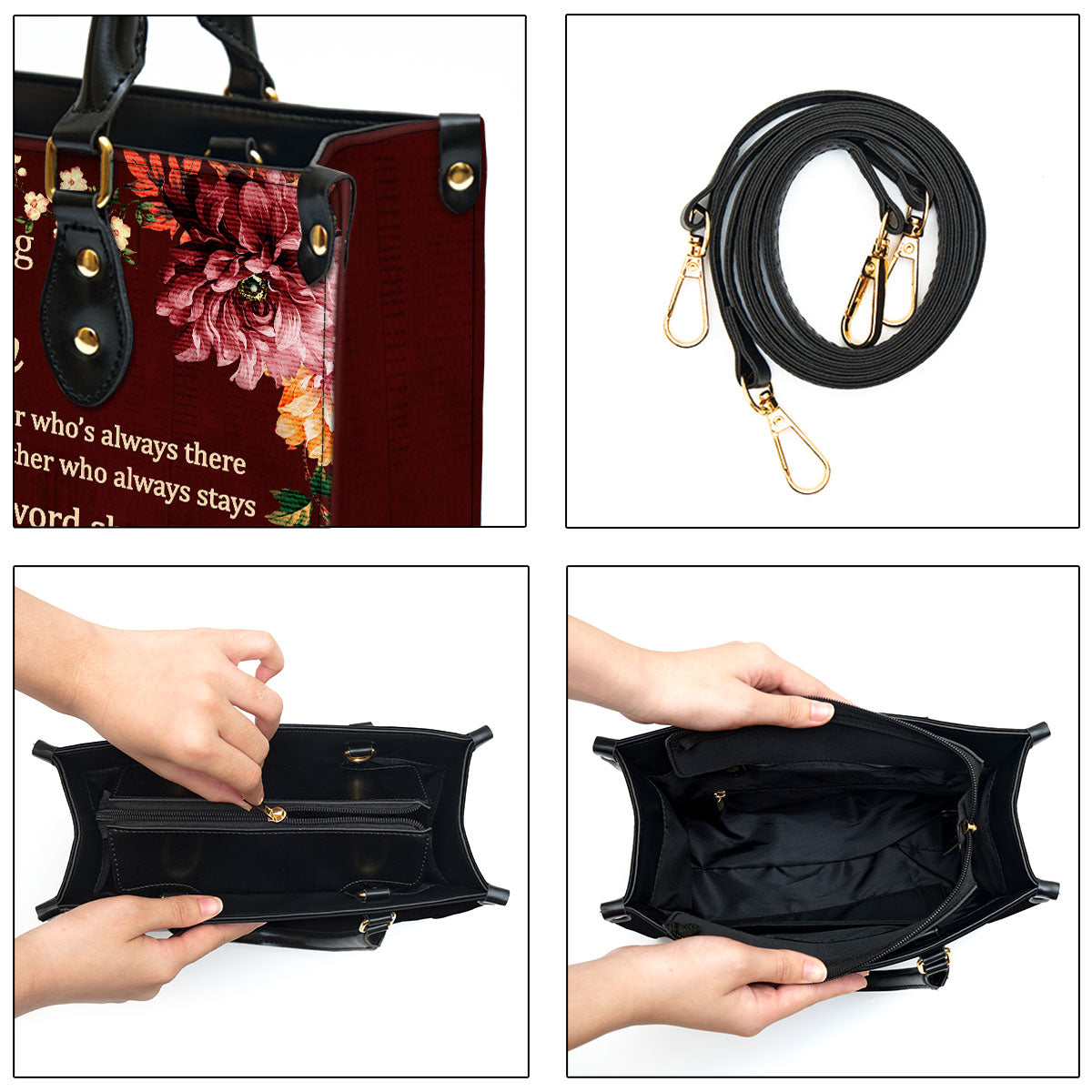 To My Loving Mom Sweet Personalized Leather Bag For Women - Religious Gifts For Women