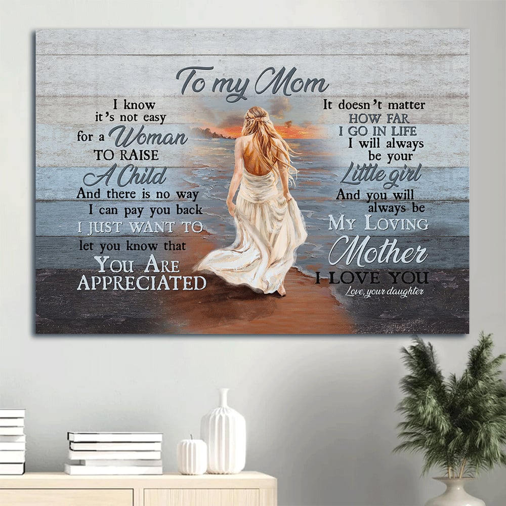 To My Mom Canvas - Beautiful Lady Walking On The Beach