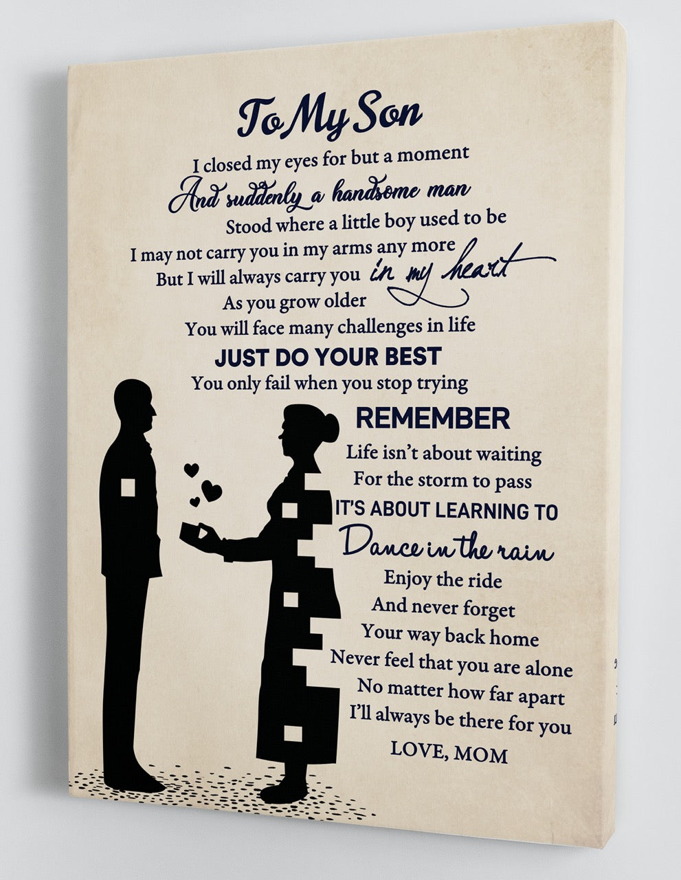 To My Son Canvas Wall Art - Gift For Son From Mom Black And White Framed Canvas 6