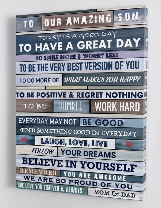To My Son Canvas Wall Art - Gift For Son From Mom & Dad Framed Canvas 5