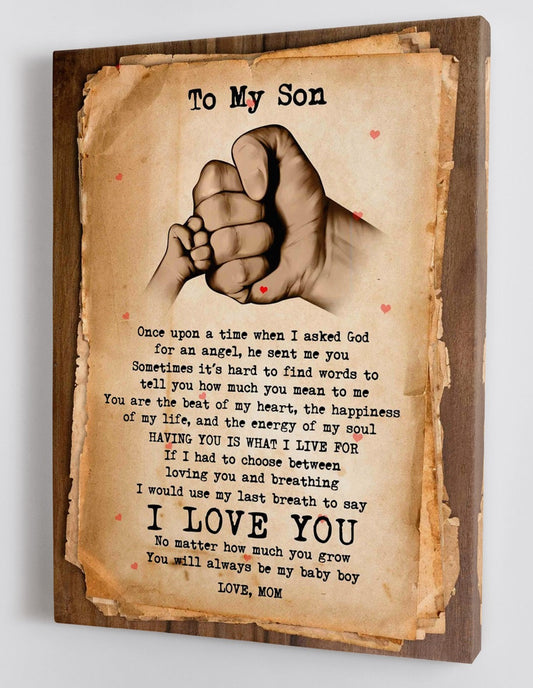 To My Son Canvas Wall Art - Gift For Son From Mom Fist Bump Framed Canvas 8