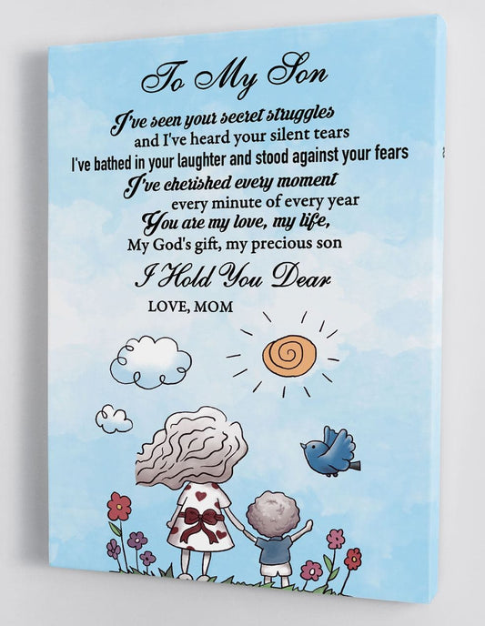 To My Son Canvas Wall Art - Gift For Son From Mom Framed Canvas 32