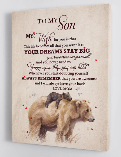 To My Son Canvas Wall Art - Gift For Son From Mom Framed Canvas 55