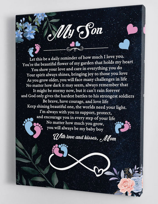 To My Son Canvas Wall Art - Gift For Son From Mom Framed Canvas 84