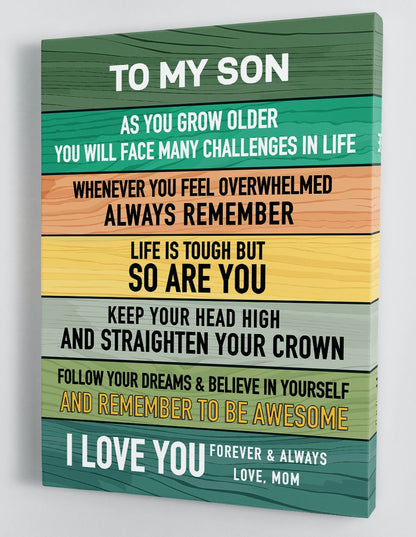 To My Son Canvas Wall Art - Gift For Son From Mom Framed Canvas 88