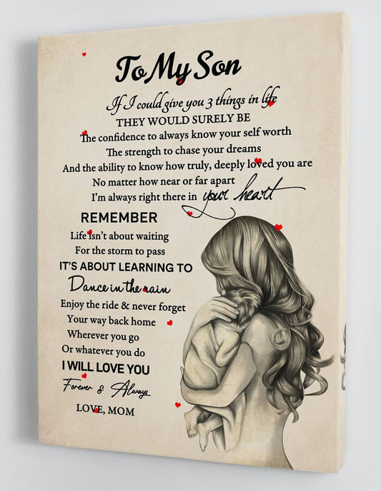 To My Son Canvas Wall Art - Gift For Son From Mom Mom Carrying Baby Framed Canvas Gift