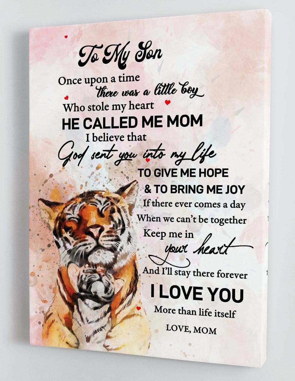 To My Son Canvas Wall Art - Gift For Son From Mom Tiger Framed Canvas