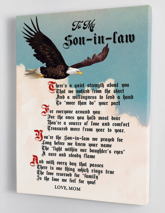 To My Son Canvas Wall Art - Gift For Son In Law From Mother In Law Eagle Framed Canvas