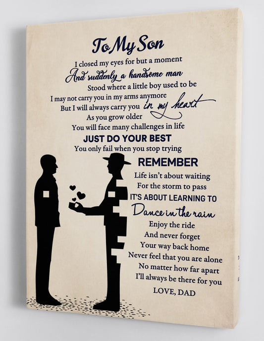 To My Son Canvas Wall Art - Gifts For Son From Dad Framed Canvas Gift 4