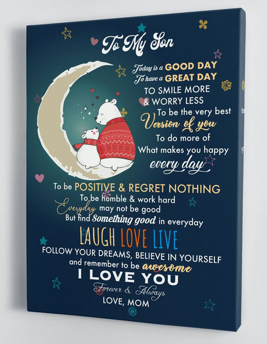 To My Son Canvas Wall Art - Gifts For Son From Mom Christmas Canvas Gift 1