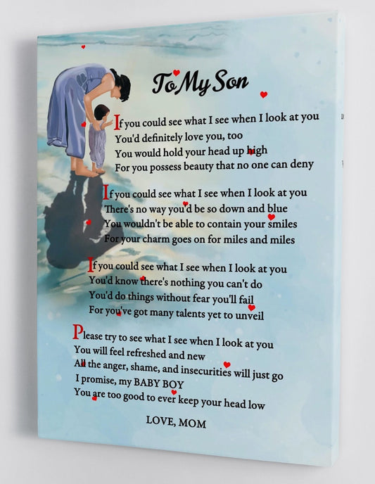 To My Son Canvas Wall Art - Gifts For Son From Mom Framed Canvas Gift 100