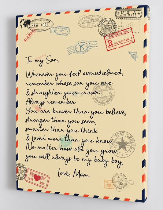 To My Son Canvas Wall Art - Gifts For Son From Mom Framed Canvas Gift 101