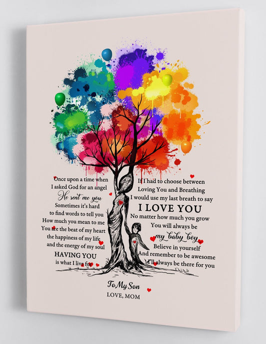 To My Son Canvas Wall Art - Gifts For Son From Mom Framed Canvas Gift 103
