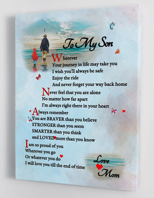 To My Son Canvas Wall Art - Gifts For Son From Mom Framed Canvas Gift 105