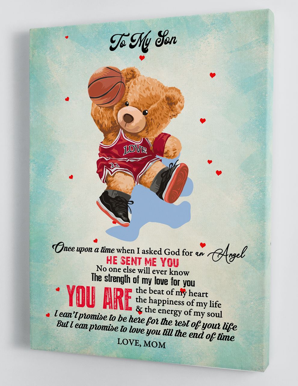 To My Son Canvas Wall Art Gifts For Son From Mom Bear Framed Canvas Gift