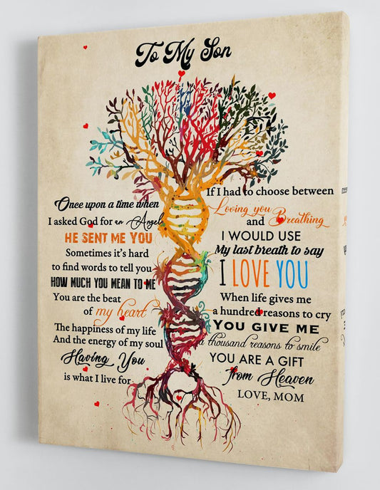 To My Son Canvas Wall Art Gifts For Son From Mom Dna Tree Canvas Gift