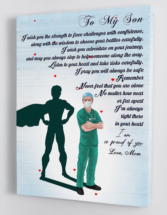 To My Son Canvas Wall Art Gifts For Son From Mom Doctor Framed Canvas Gift