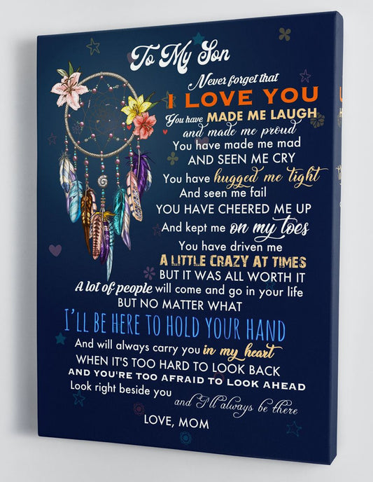 To My Son Canvas Wall Art Gifts For Son From Mom Dreamcatcher Framed Canvas Gift