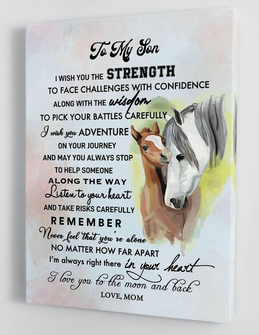 To My Son Canvas Wall Art Gifts For Son From Mom Horse Framed Canvas Gift