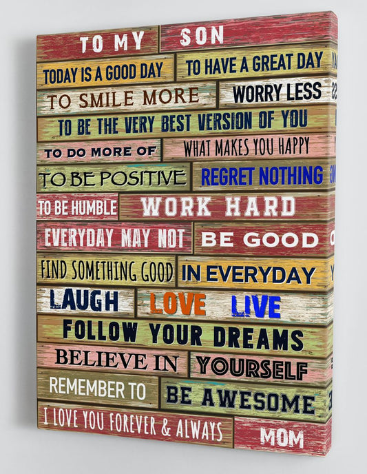 To My Son Canvas Wall Art Gifts For Son From Mom I Love You Forever Framed Canvas Gift