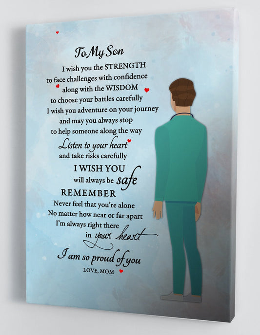 To My Son Canvas Wall Art Gifts For Son From Mom Male Nurse Framed Canvas Gift