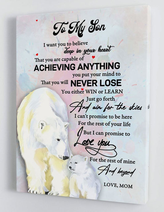 To My Son Canvas Wall Art Gifts For Son From Mom Polar Bear Framed Canvas Gift