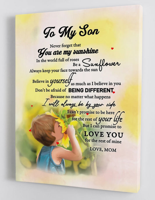 To My Son Canvas Wall Art Gifts For Son From Mom Sunflower 2 Framed Canvas Gift