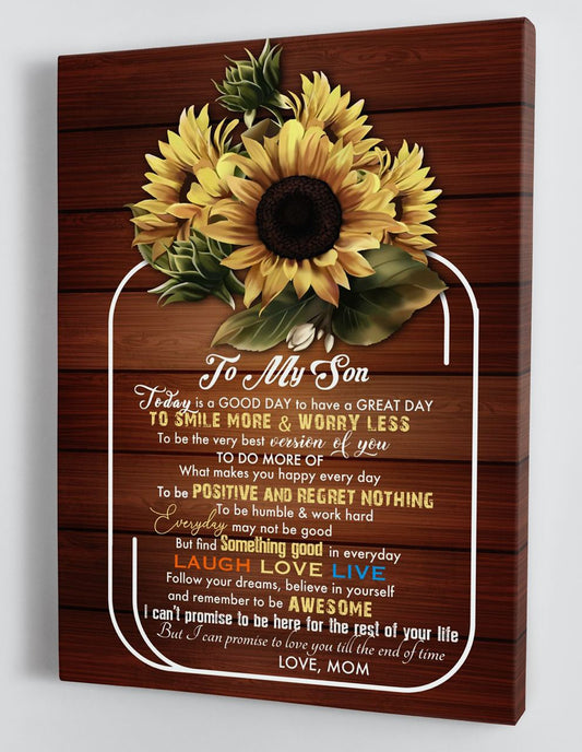 To My Son Canvas Wall Art Gifts For Son From Mom Sunflower Canvas Gift