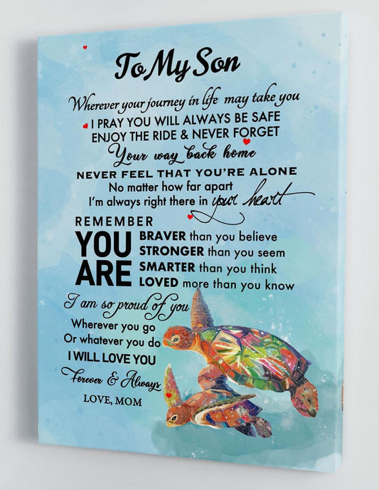 To My Son Canvas Wall Art Gifts For Son From Mom Turtles 2 Framed Canvas Gift