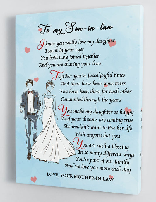 To My Son In Law Canvas Wall Art Gifts For Son In Law From Mother In Law Framed Canvas Gift