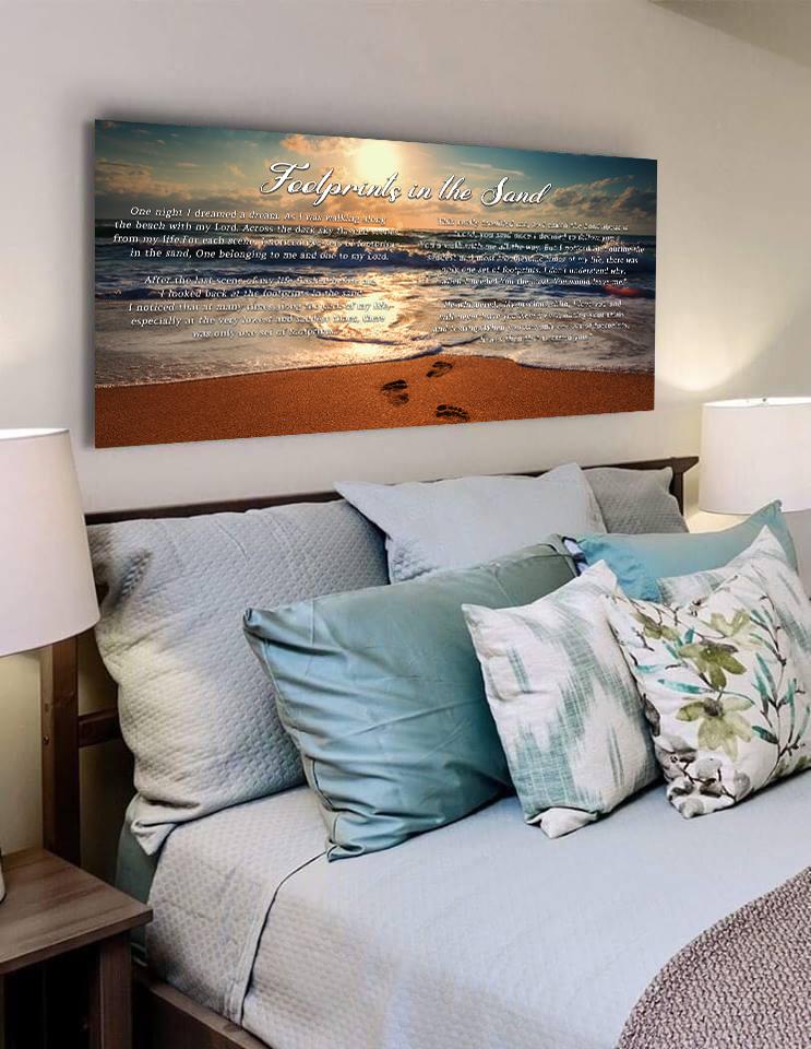 To Water Footprints In The Sand Wall Art & Decor - Christian Canvas Wall Art