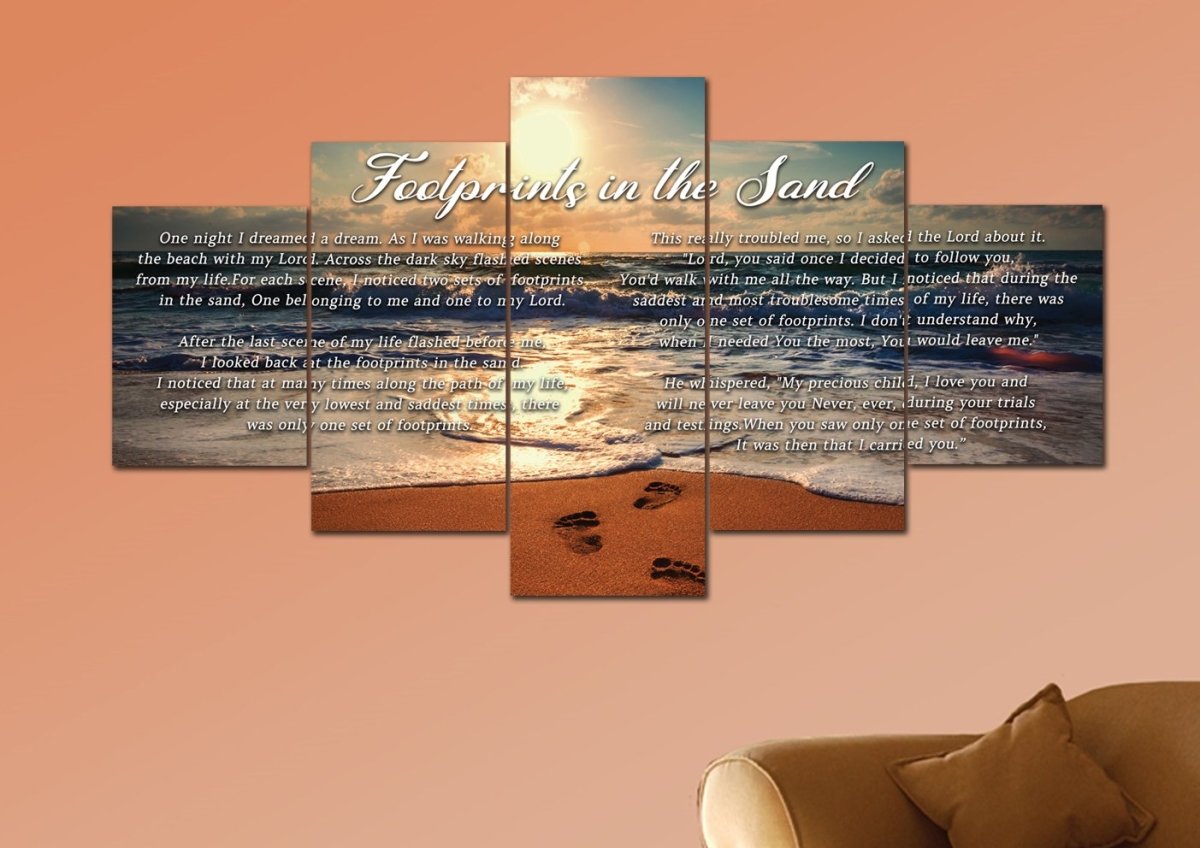 To Water Footprints In The Sand Wall Art & Decor - Christian Canvas Wall Art