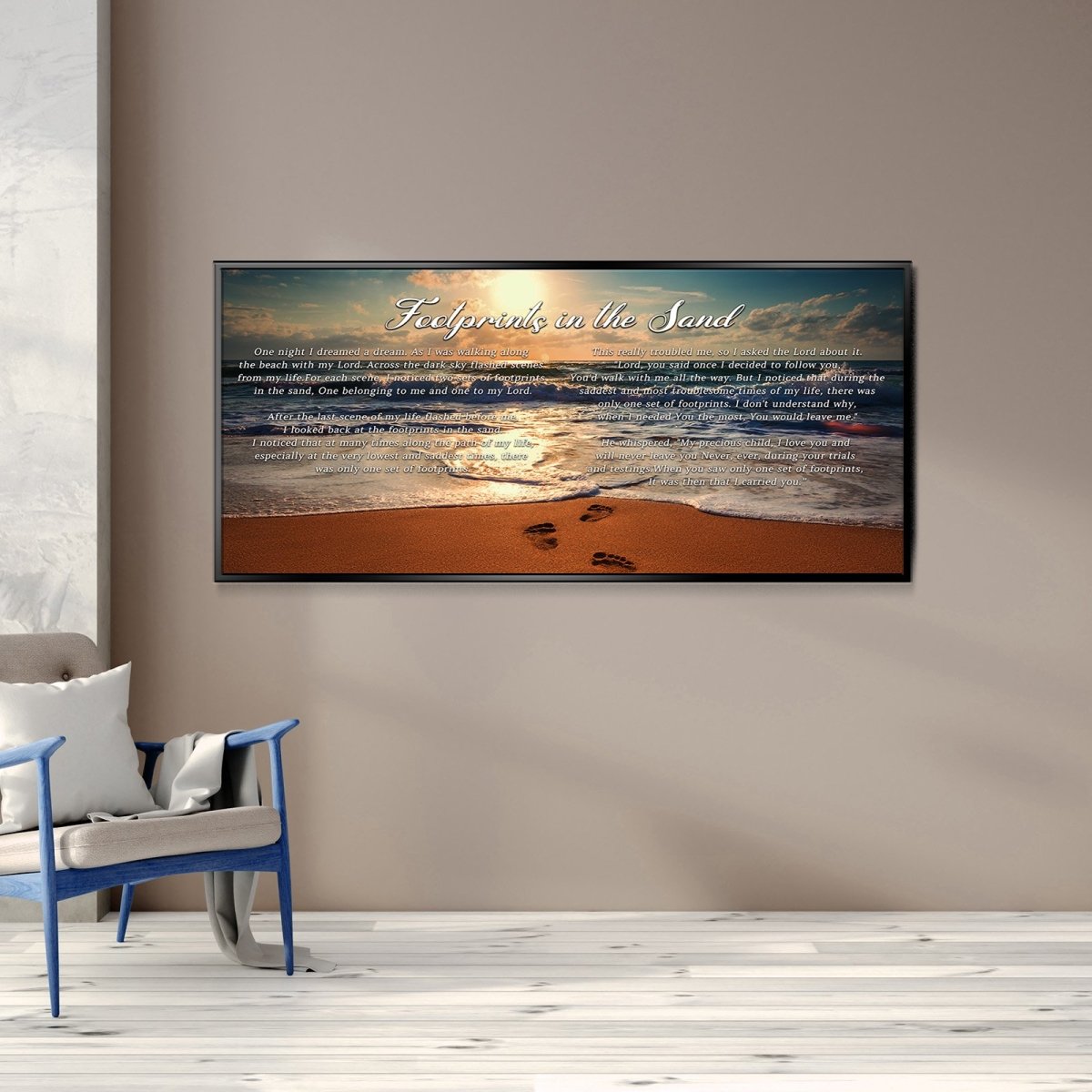 To Water Footprints In The Sand Wall Art & Decor - Christian Canvas Wall Art