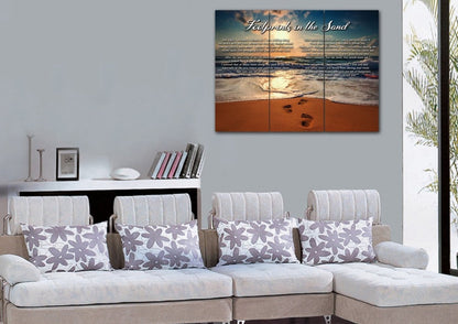 To Water Footprints In The Sand Wall Art & Decor - Christian Canvas Wall Art