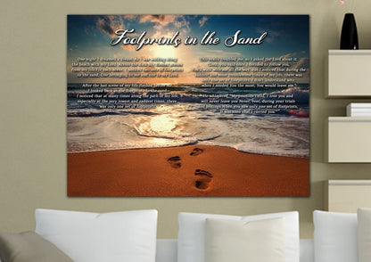 To Water Footprints In The Sand Wall Art & Decor - Christian Canvas Wall Art