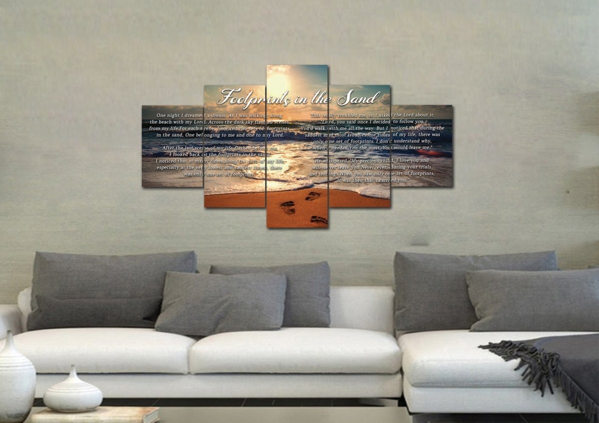 To Water Footprints In The Sand Wall Art & Decor - Christian Canvas Wall Art