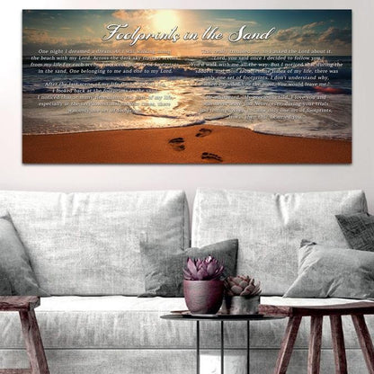 To Water Footprints In The Sand Wall Art & Decor - Christian Canvas Wall Art