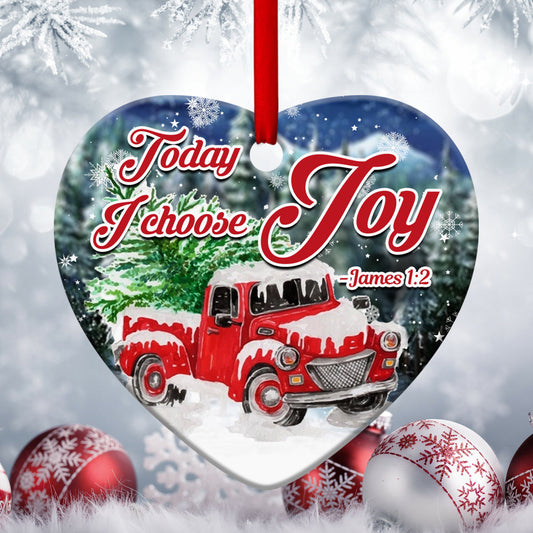 Today I Choose Joy - Beautiful Ceramic Heart Ornament - Ornaments Hanging Gift - Nativity Ornaments