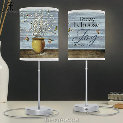 Today I Choose Joy Baby White Flower Hummingbird Table Lamp For Bedroom - Bible Verse Table Lamp - Religious Room Decor