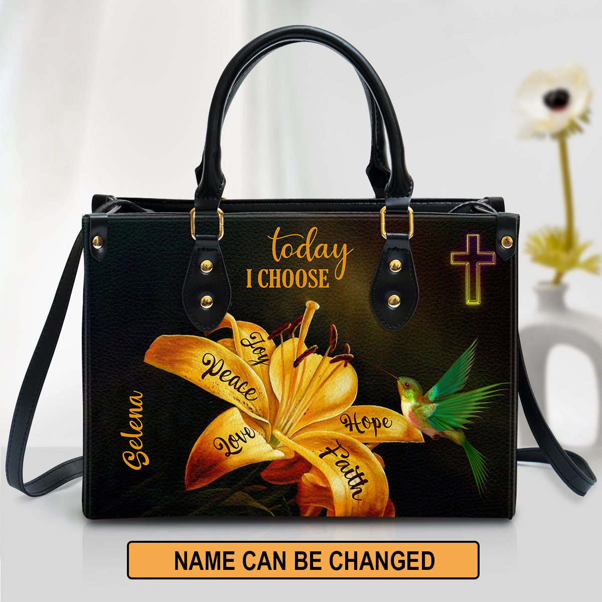 Today I Choose Joy Beautiful Personalized Cross Leather Bag For Women - Religious Gifts For Women