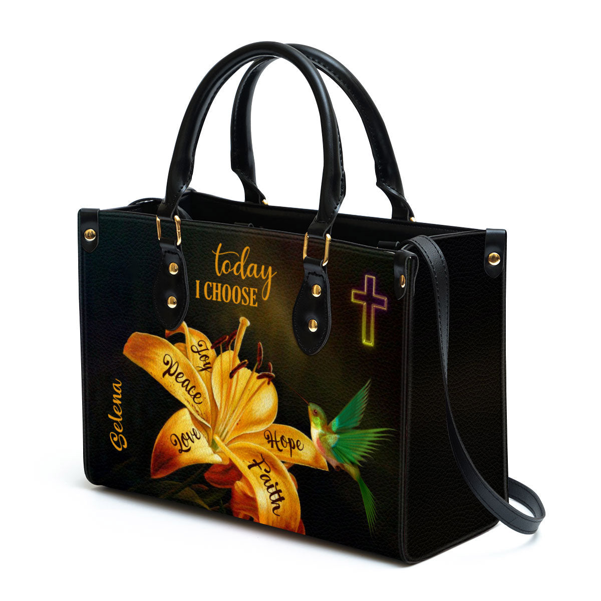 Today I Choose Joy Beautiful Personalized Cross Leather Bag For Women - Religious Gifts For Women