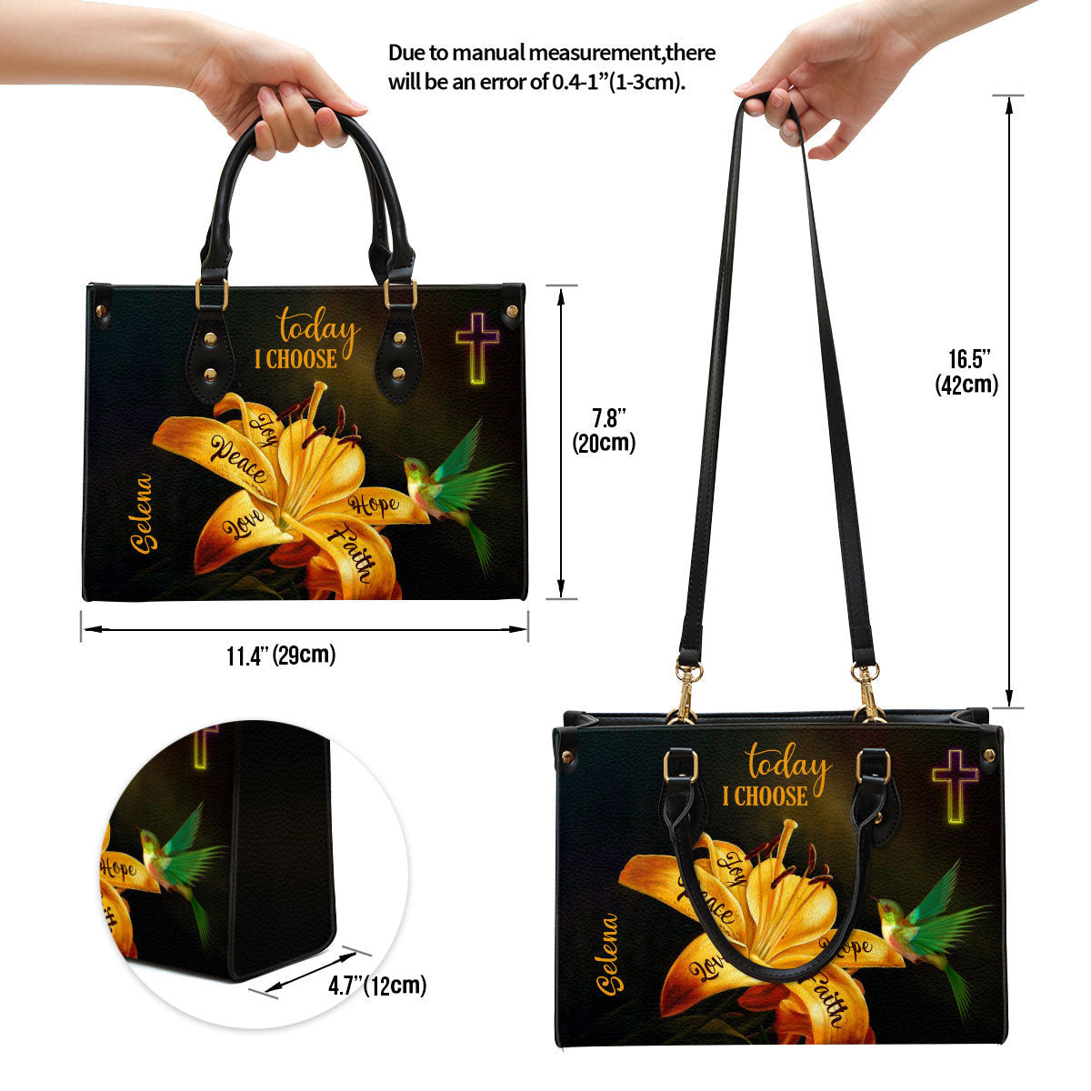 Today I Choose Joy Beautiful Personalized Cross Leather Bag For Women - Religious Gifts For Women