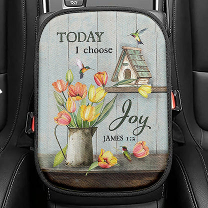 Today I Choose Joy Brilliant Tulip Seat Box Cover, Christian Car Center Console Cover, Religious Car Interior Accessories