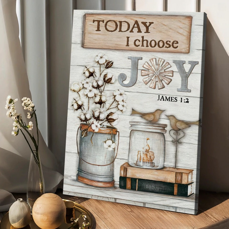 Today I Choose Joy Canvas - Flower Drawing Bird Couple Canvas Wall Art - Christian Wall Posters - Religious Wall Decor