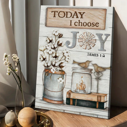 Today I Choose Joy Canvas - Flower Drawing Bird Couple Canvas Wall Art - Christian Wall Posters - Religious Wall Decor