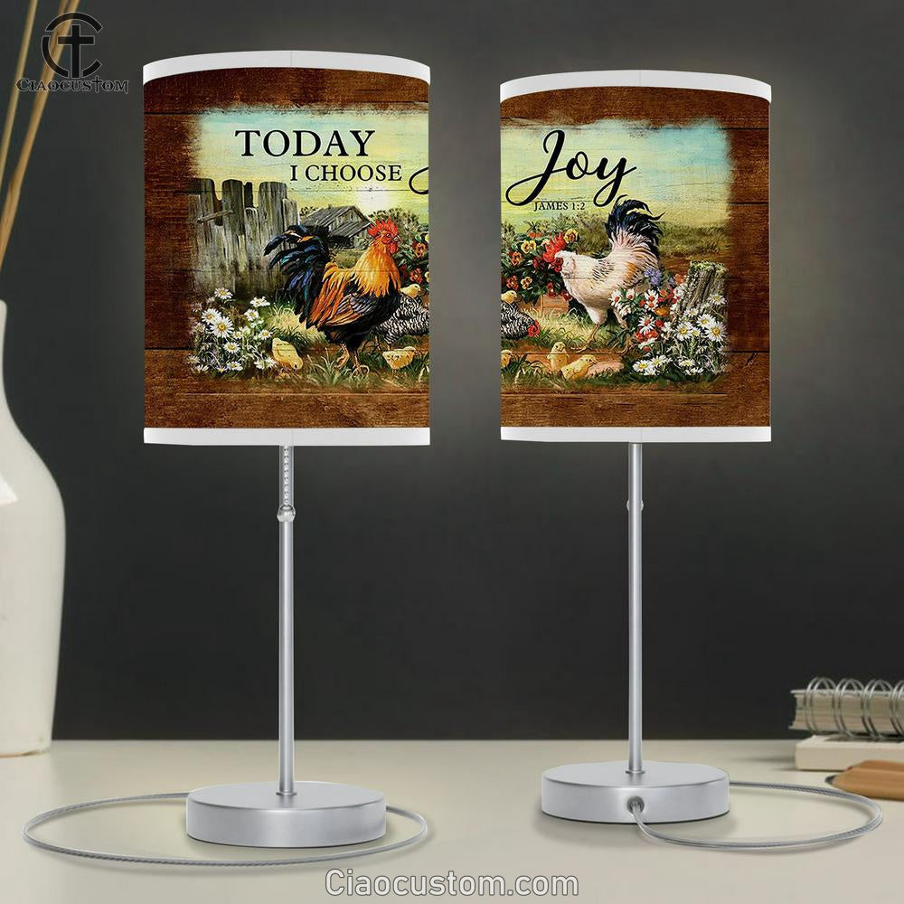 Today I Choose Joy Chicken Farm Table Lamp For Bedroom - Bible Verse Table Lamp - Religious Room Decor