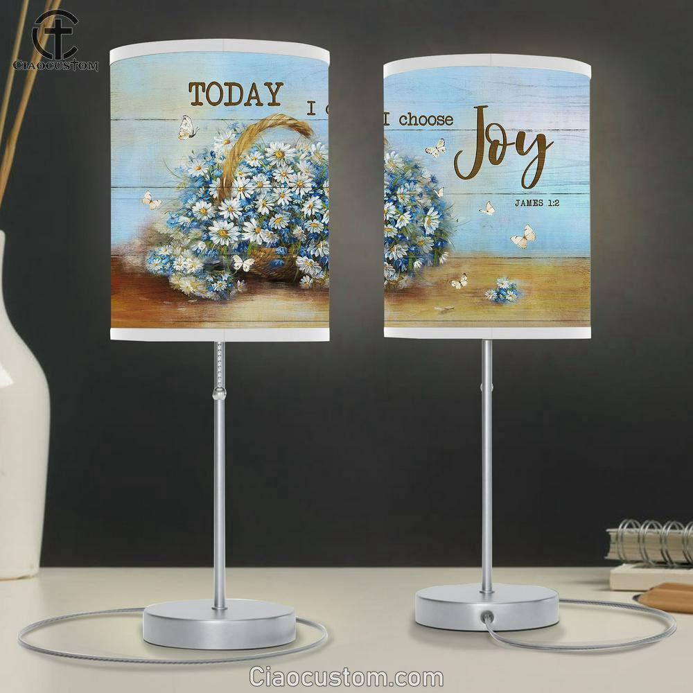 Today I Choose Joy Daisy Butterfly Table Lamp For Bedroom - Bible Verse Table Lamp - Religious Room Decor